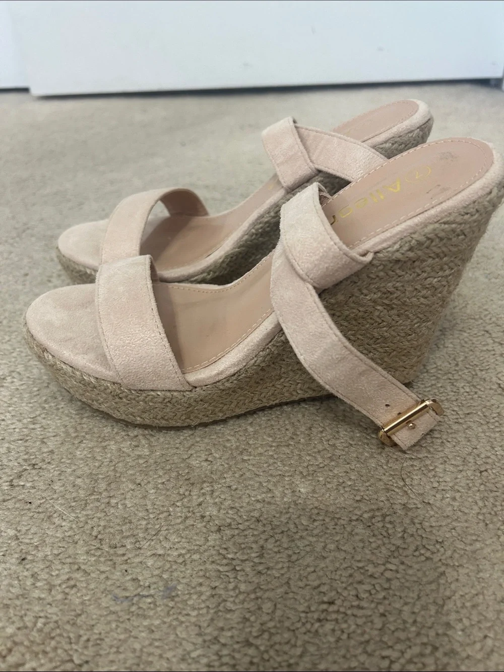 Allegra K Suede Espadrille Wedge Chunky Sandals size 7 beige NWT platform sandal